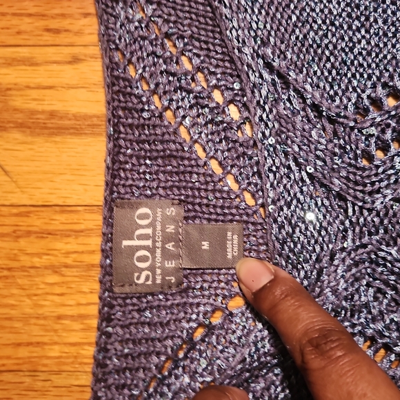 Like new Soho jeans open knit sparkly blue sweater - Picture 3 of 4